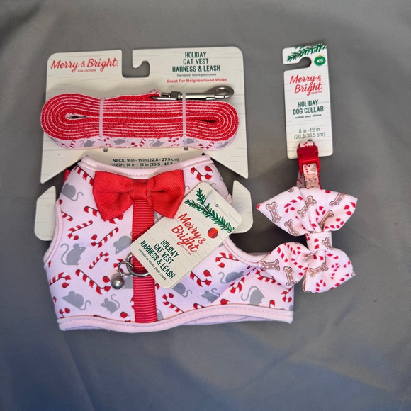 Holiday Cat Harness, Leash, Collar Matching Set Christmas XS NWT Kitty Set - Picture 1 of 5